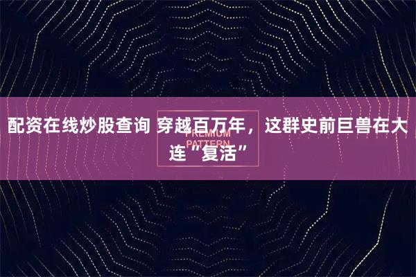 配资在线炒股查询 穿越百万年，这群史前巨兽在大连“复活”